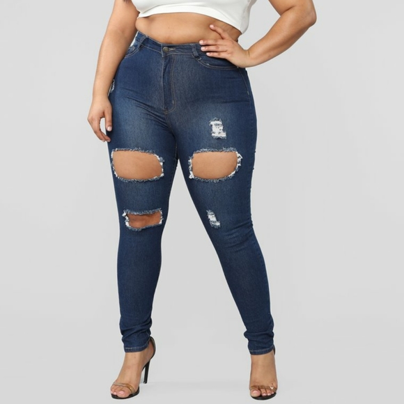 Fashion Nova Denim - 🆕️FASHION NOVA Dark Wash Distressed Jeans